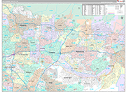 San Gabriel Valley Metro Area Wall Map Premium Style